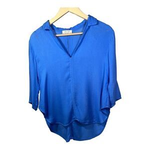 BELLA DAHL Women’s Back Cutout High Low Hem Top Blue Size Extra Small